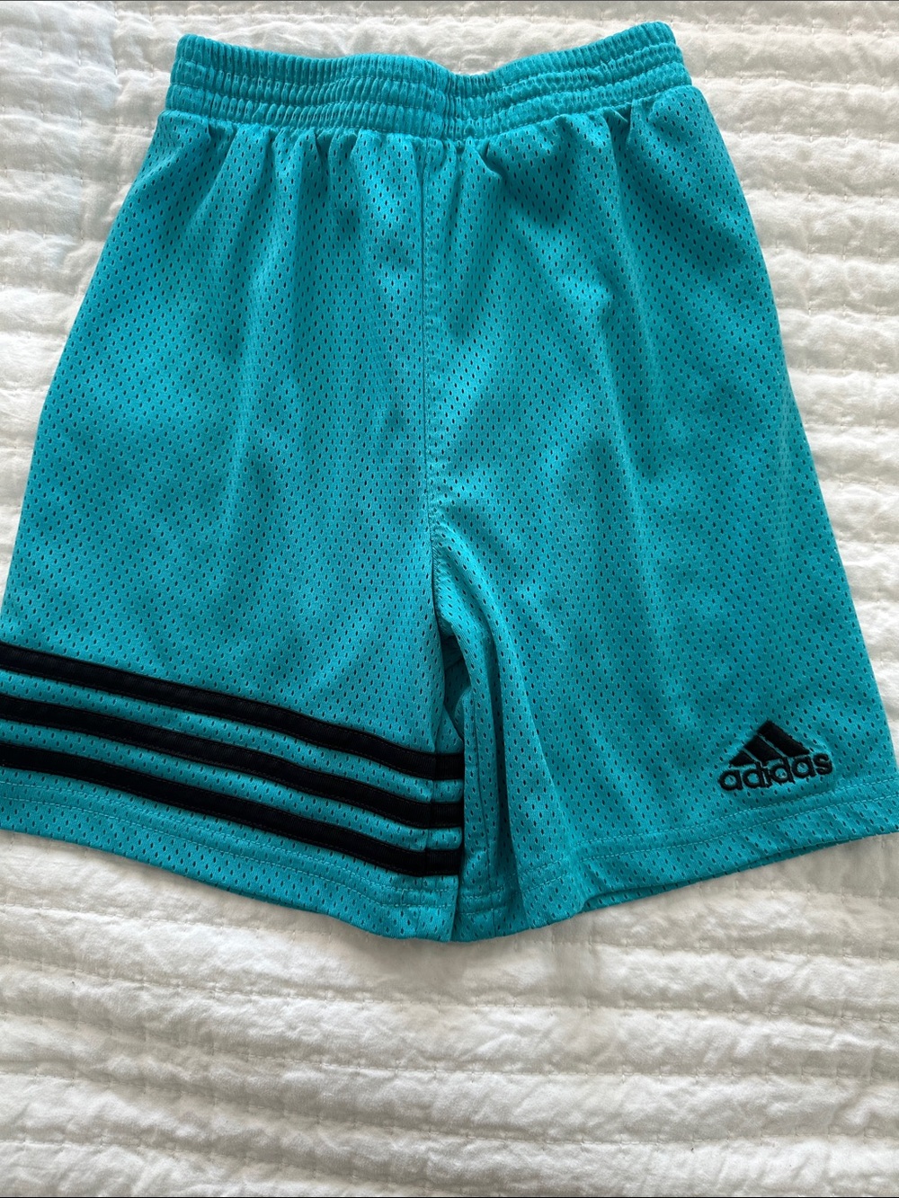 adidas Teal Mesh Kids Shorts with Black Stripe Sz 5